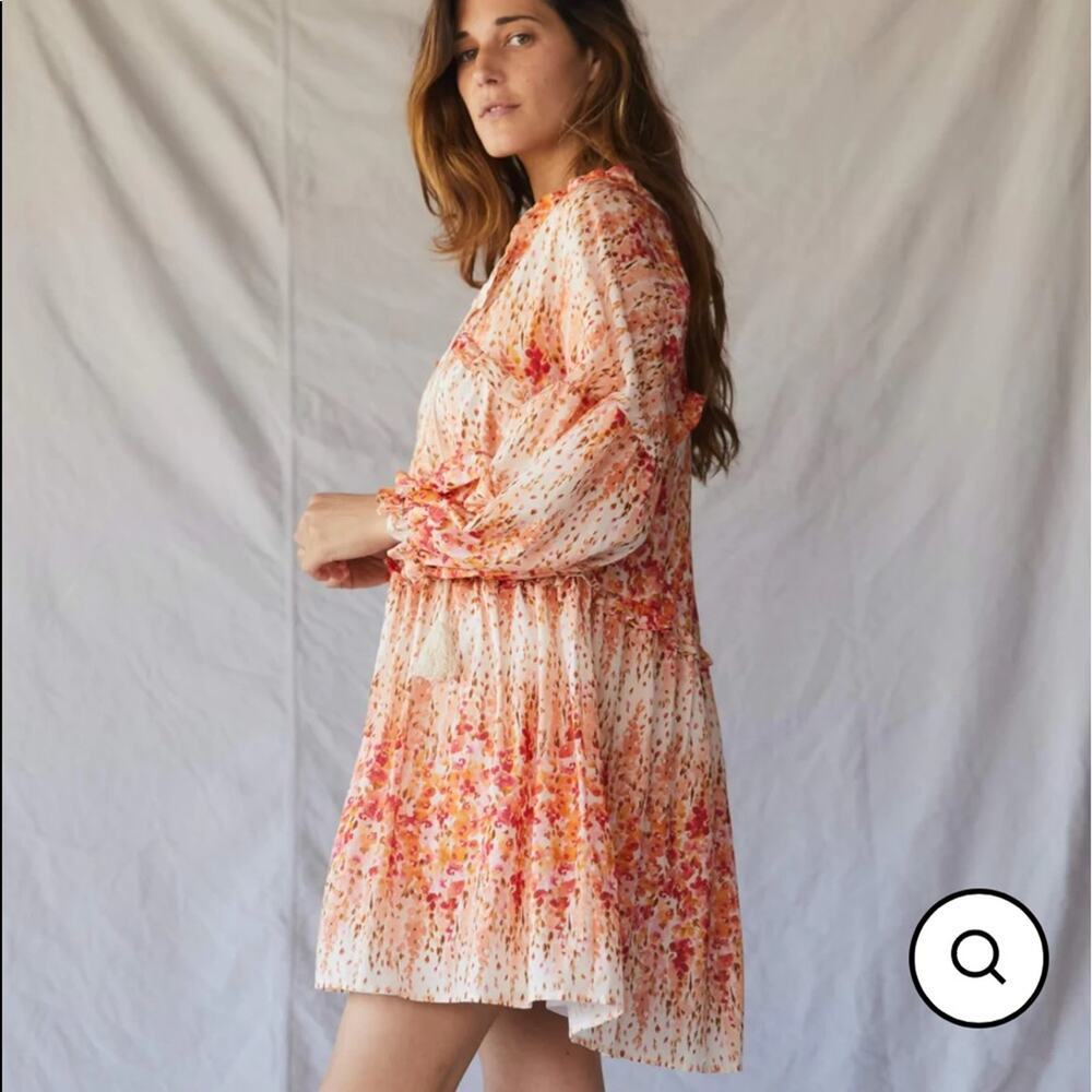 NWT Christy dawn the Adeline dress in sunset gladiola - orange pink floral large - Picture 2 of 13